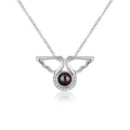 Custom 925 Sterling Silver Angel Wings Necklace with Language Stones-Exquisite Personalized Jewelry