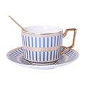 Nordic Style Elegant Gold Ceramic Afternoon Coffee Tea Cup and Saucer Sets With Spoon