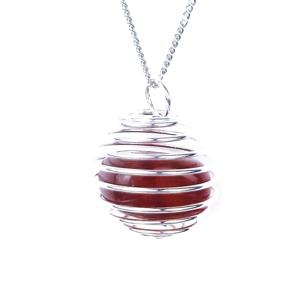 DIY Set with natural gemstone jewelry pendant Wire-wound spring pendant necklace chain