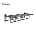 Fashionable Stainless Steel Wall-mounted Folding Towel Rack Heater Hotel Bathroom Black Double Towel Rack Hook Bathroom