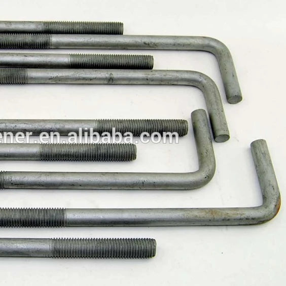 M20 M24 HDG L Type Carbon Steel Foundation Anchor Bolt and Nut with Washer DIN Standard Plain Finish