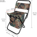 WOQI Aluminum Folding Camouflage Fishing Chair with Cooler Bag Lightweight Outdoor Camping Stool for Park Use