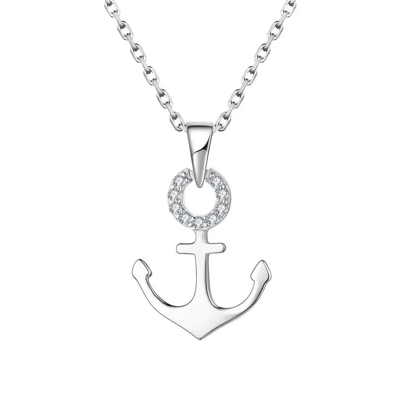 YH JEWELLERY Fine Jewelry Sterling Silver 925 Anchor Shape in Round Design Pendant for Women Gift