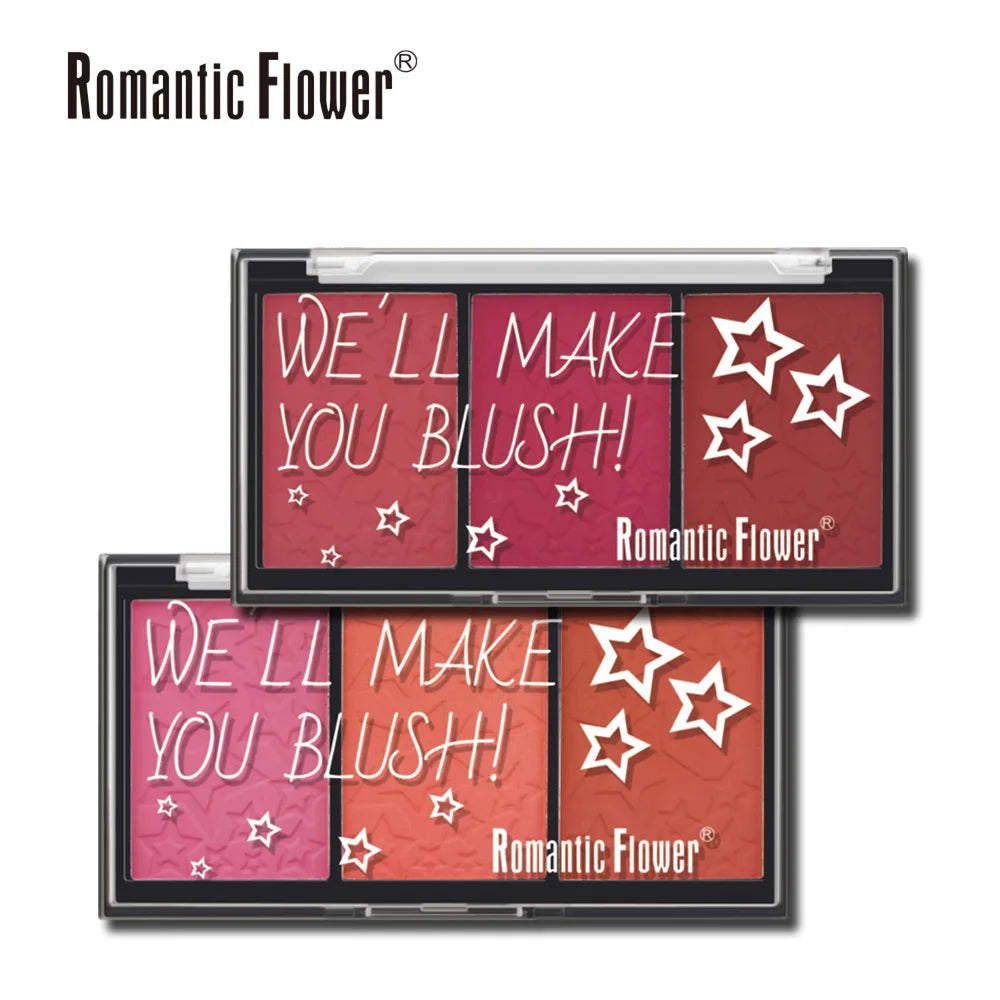 Makeup 3 Colors Blush Matte Tray Rouge Natural Orange Pink Fashion Compact Powder Blusher Palette