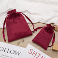 Ready Ship Recyclable Luxury Jewelry Pouches Custom Logo Suede Red Velvet Craft Small Drawstring Bag Multi-Size Screen Bracelets