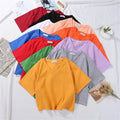 Mixed Size and Color 180gsm 5.3oz Short Sleeves Plain Blank 95%  Cotton 5% Spandex  V Neck Plain Blank Crop Tops T-shirts Women