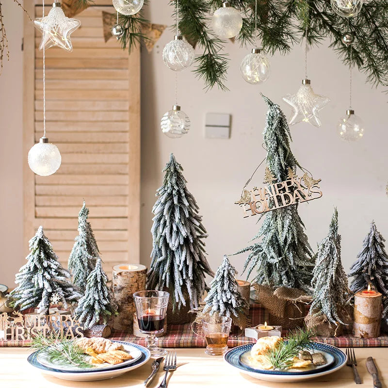 Standing Mini Christmas Tree Decorations Personalized Fleurs Artificielles Eco-Friendly Christmas Table Ornaments Fleurs En Gros