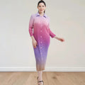 Manufacture OEM ODM Gradient Casual Pleated Dresses for Women One Size Clothing Modest Dress for Church Special Occasion Party
