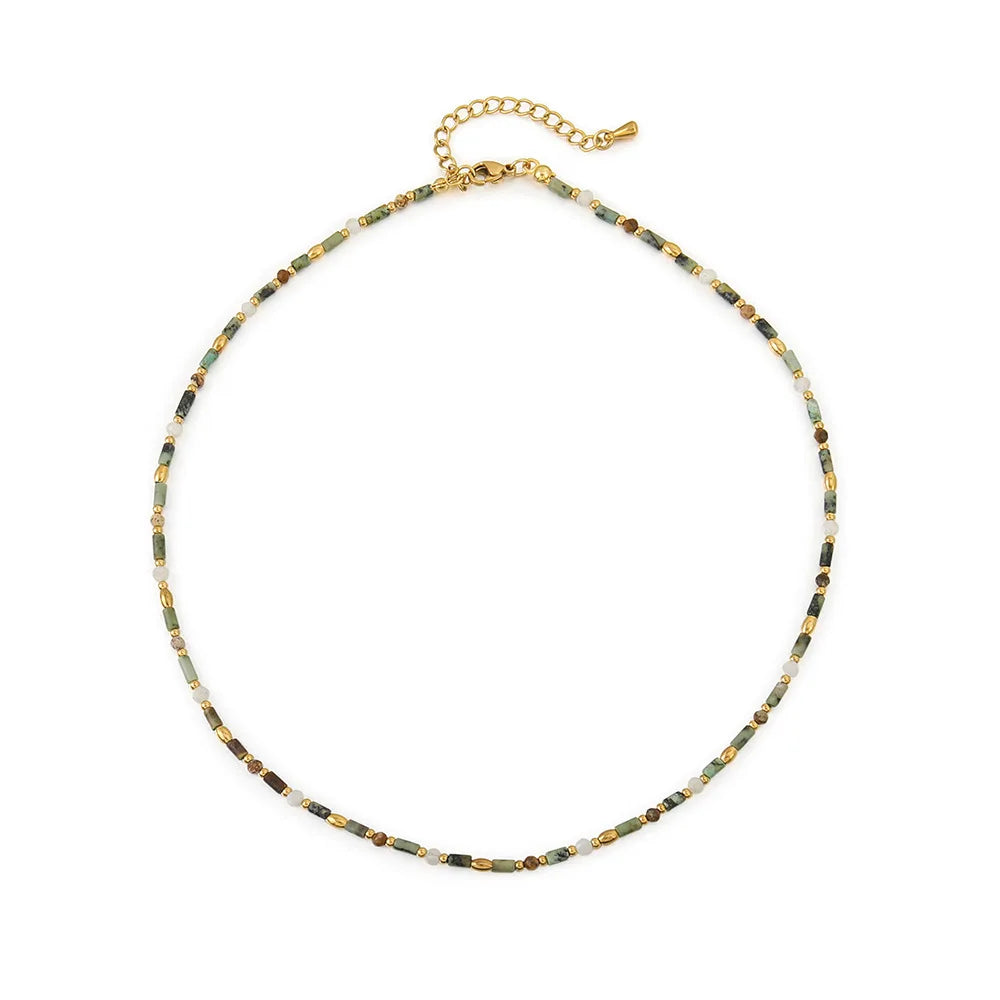 Shescity Trendy Women Gold Plated Brass Natural Stone Freshwater Pearl Choker Necklace Minimalist Designer Jewelry for Women