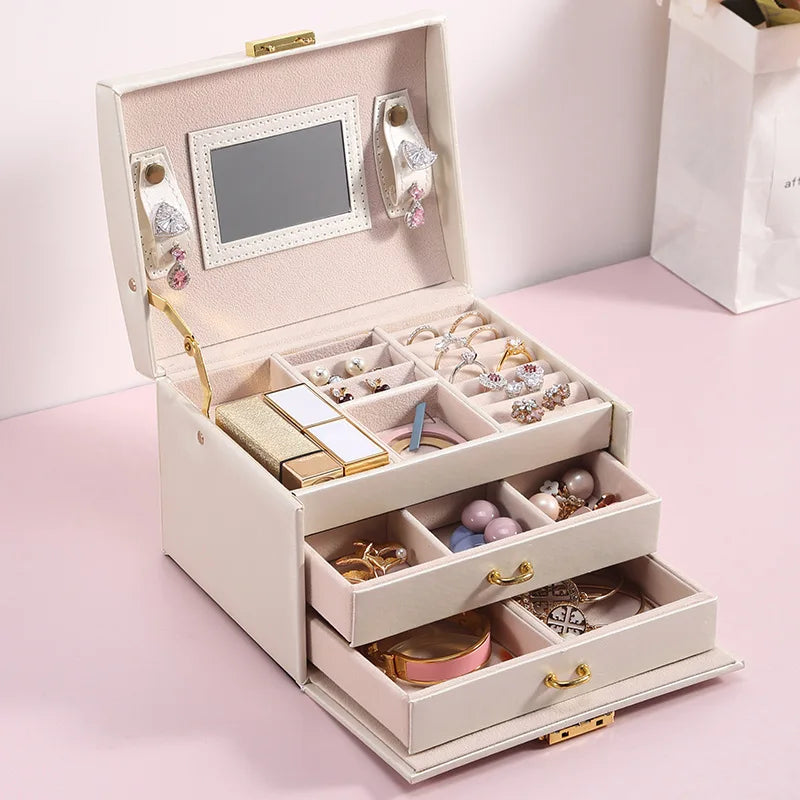 High Texture Multiple Storage Compartments Pullable Leather Jewelry Gift Packaging Box
