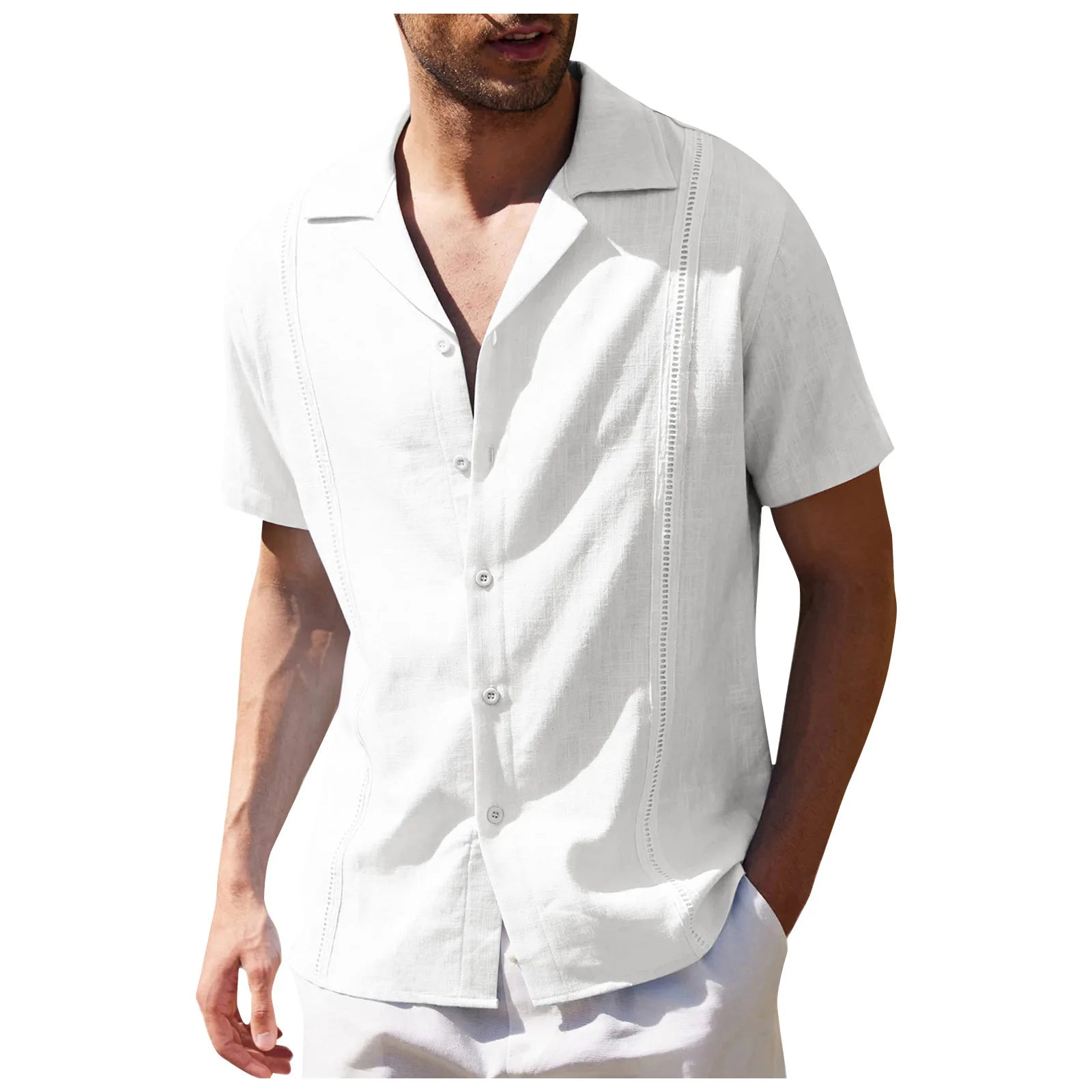 RNSHANGER Summer Cube Beach Hawaiian Shirts for Men Casual Loose Branded Cotton Shirts for Men