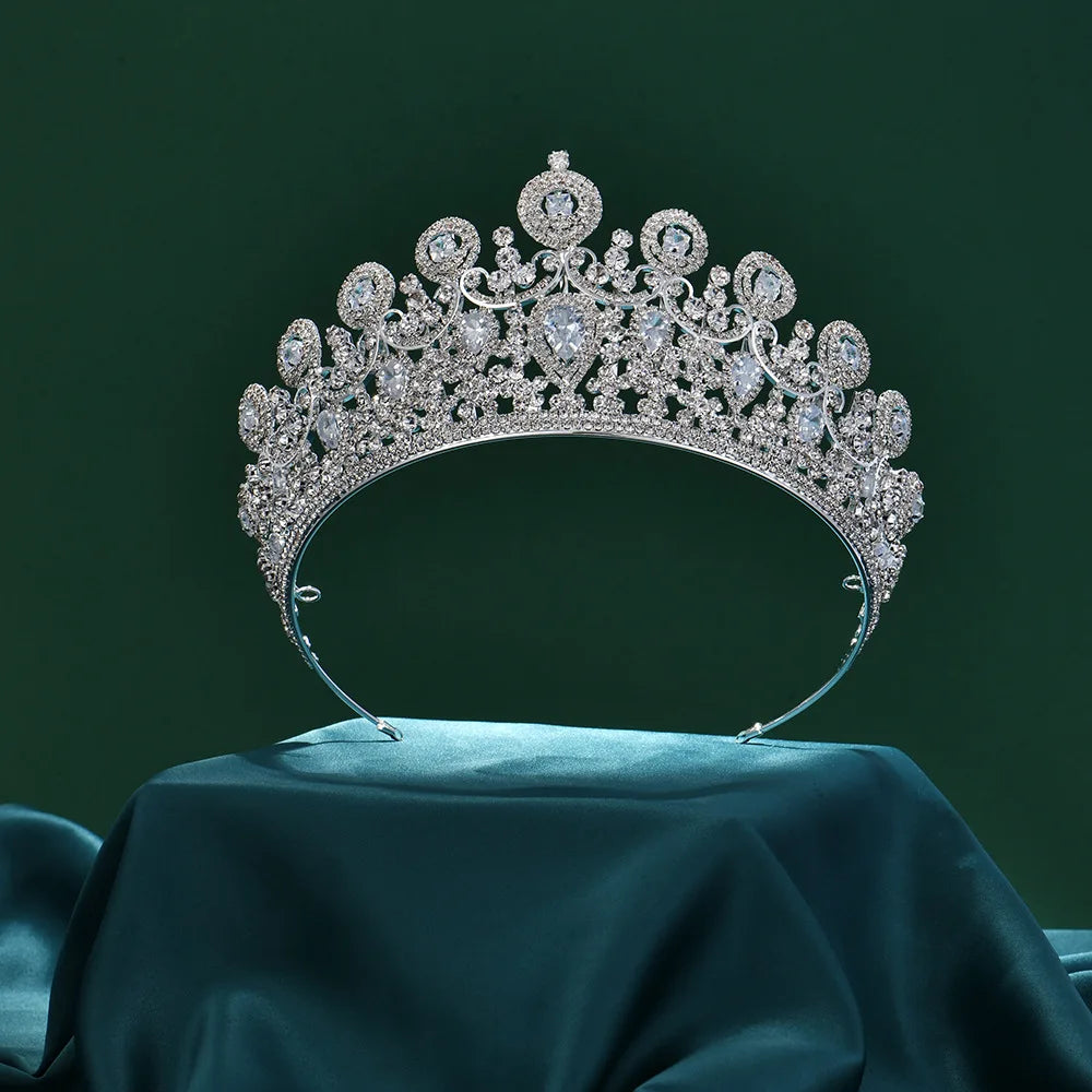Baroque Europe America Crown Tiaras Bridal Headpiece Zircon Princess Hairband Bride Wedding Hair Accessories
