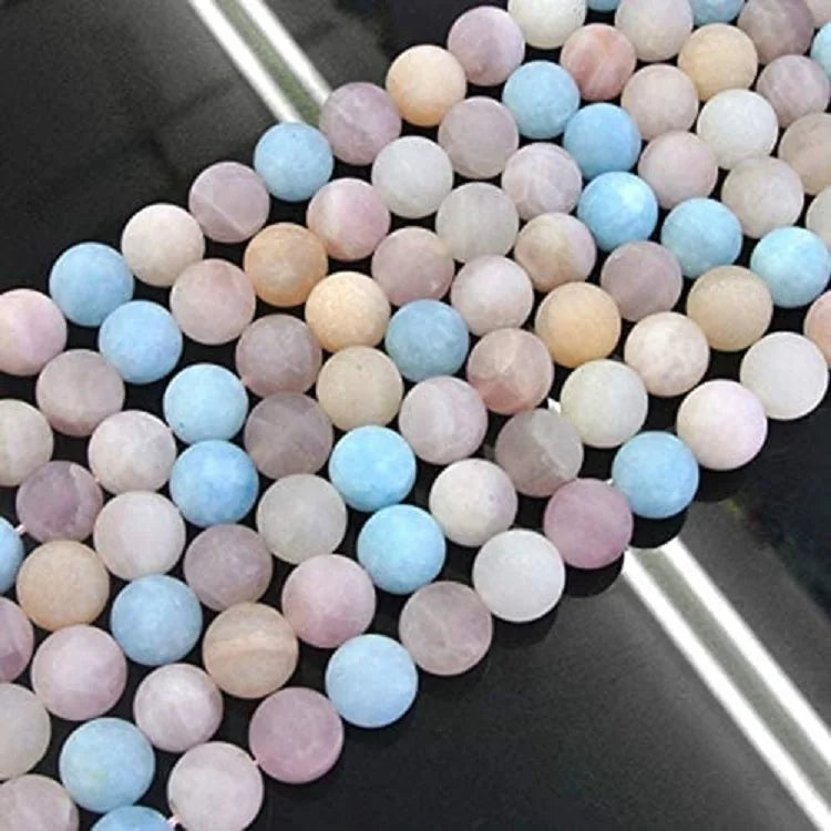 Wholesale Colorful beads Natural Matte Morganite Gemstone Loose Beads Round Stone Beads for Jewelry Making
