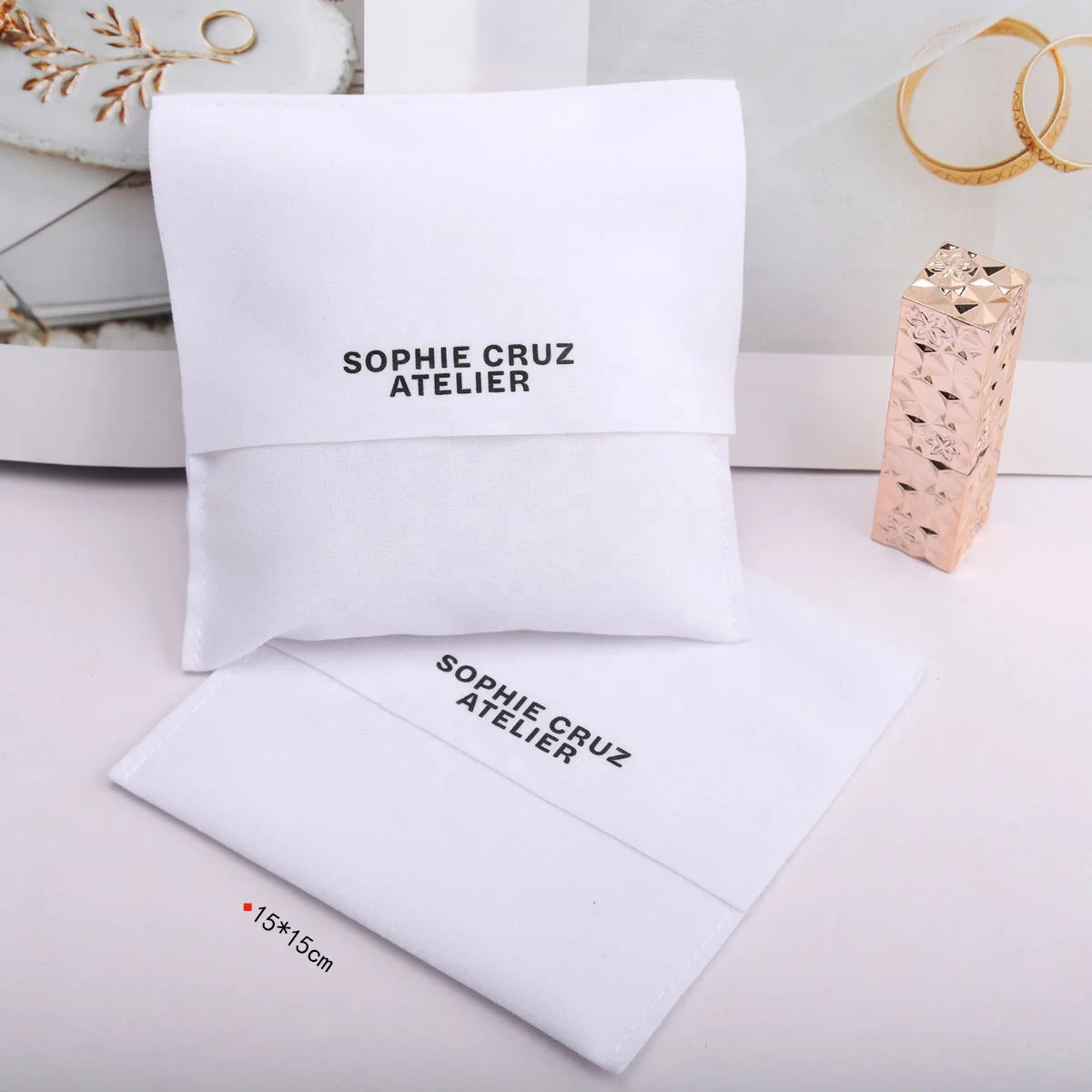 15*15Cm Wholesale Velvet Envelope Packing Bag for Mirror Eye Shadow Box Reusable Custom Faux Suede Envelope Gift Jewelry Pouch