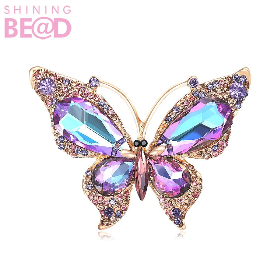 Fashionable High-end Alloy Rhinestone butterfly Brooch Suit Jacket Elegant Temperament Accessories