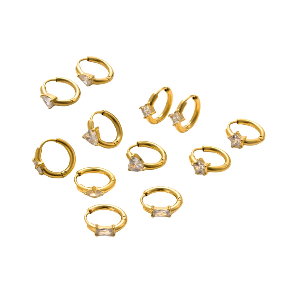 Waterproof Bijoux En Acier Inoxydable Accessories Femme Wholesale Jewelry Stainless Steel Zirconia Heart Huggie Hoop Earrings