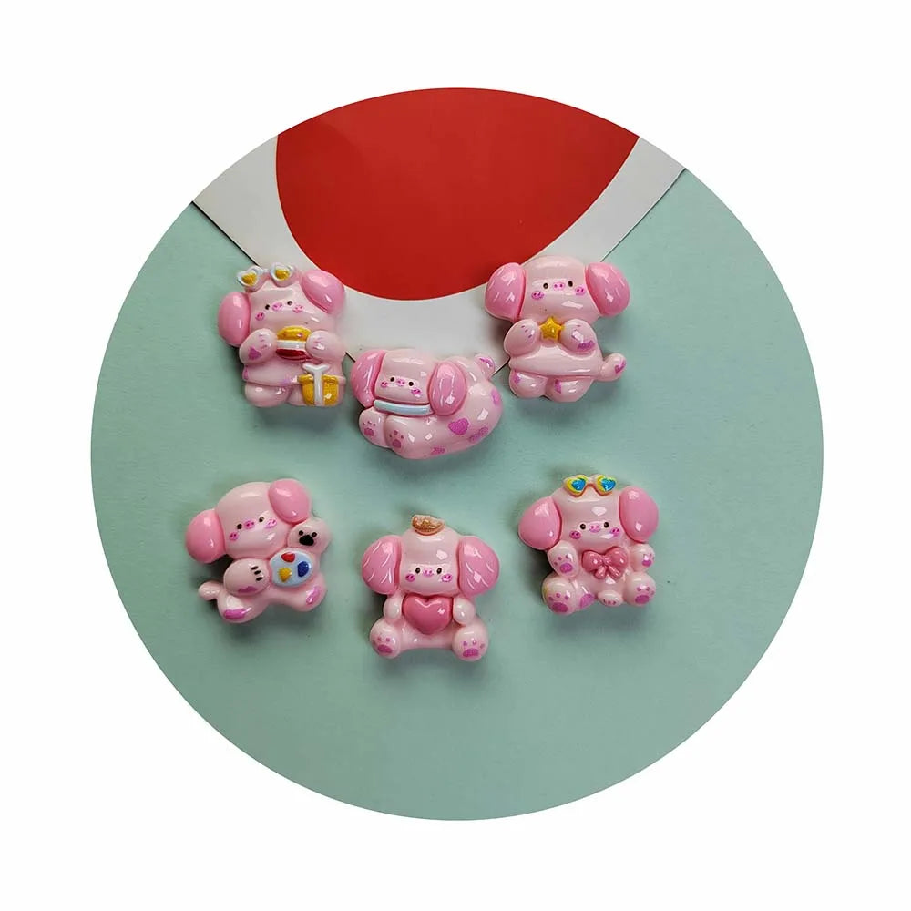 Pink Dog Resin Craft 25mm Animal Flatback Kawaii Cabochons Hairclips Headwear Decor Keychain Handmade Parts