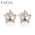 CZCITY 925 Silver Cute and Trendy Cubic Zirconia Star Earrings Girls Gift Small Star CZ Earrings Studs