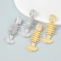2022 Earrings Gold Silver Jewelry Design Alloy Fish Bone Mermaid Earrings Women Exaggerated Metal Animal Drop Earrings