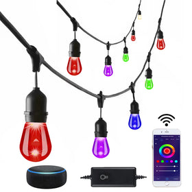 10m Smart Commercial Grade Waterproof Outdoor String Lights RGB Music Rhythm S14 Bulb Wifi Tuya Festoon Garden LED Lights