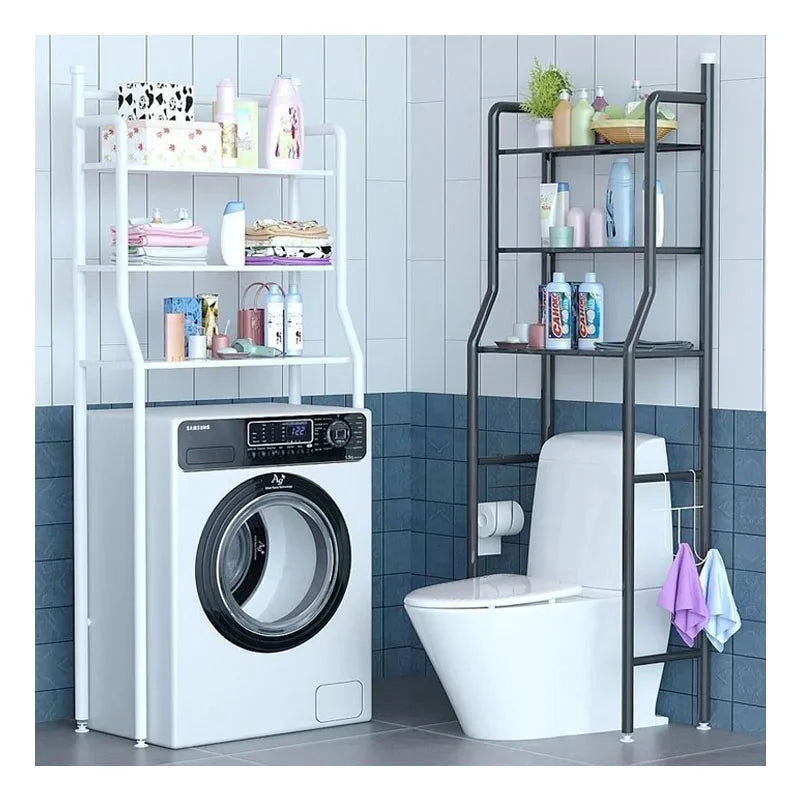 3 Layer Multipurpose Toilet Rack Organizer Shelf Bathroom Adjustable Shelves Over the Toilet Storage Rack with Towel Rack
