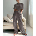 Wholesale Pant Shirt Set Women Clothing 2025 Custom logo Sweat Suits Two Piece Asymmetrical Shirt and Pants Sets for Women