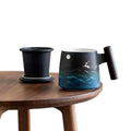 Strainer Teacup Personal Tea Mug Japandi Style Stoneware Ceramic for Presents Office Use Water Separation Paper Bag Packaging