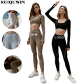 RUIQUWIN Wholesale Custom Ladies Yoga Sets Female Sports Suit Yoga High Quality Legging Pants Yoga Fitness Sets Women Gym Set