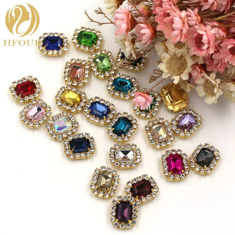 Wholesale 6*8mm Rectangle Shape Nail Art Cup Chain Rhinestones  for Nail Decoration