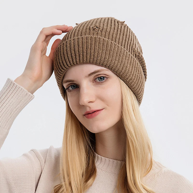 Trendy Distressed Winter Warm Snow Ski Vintage Skull Hats for Men Women