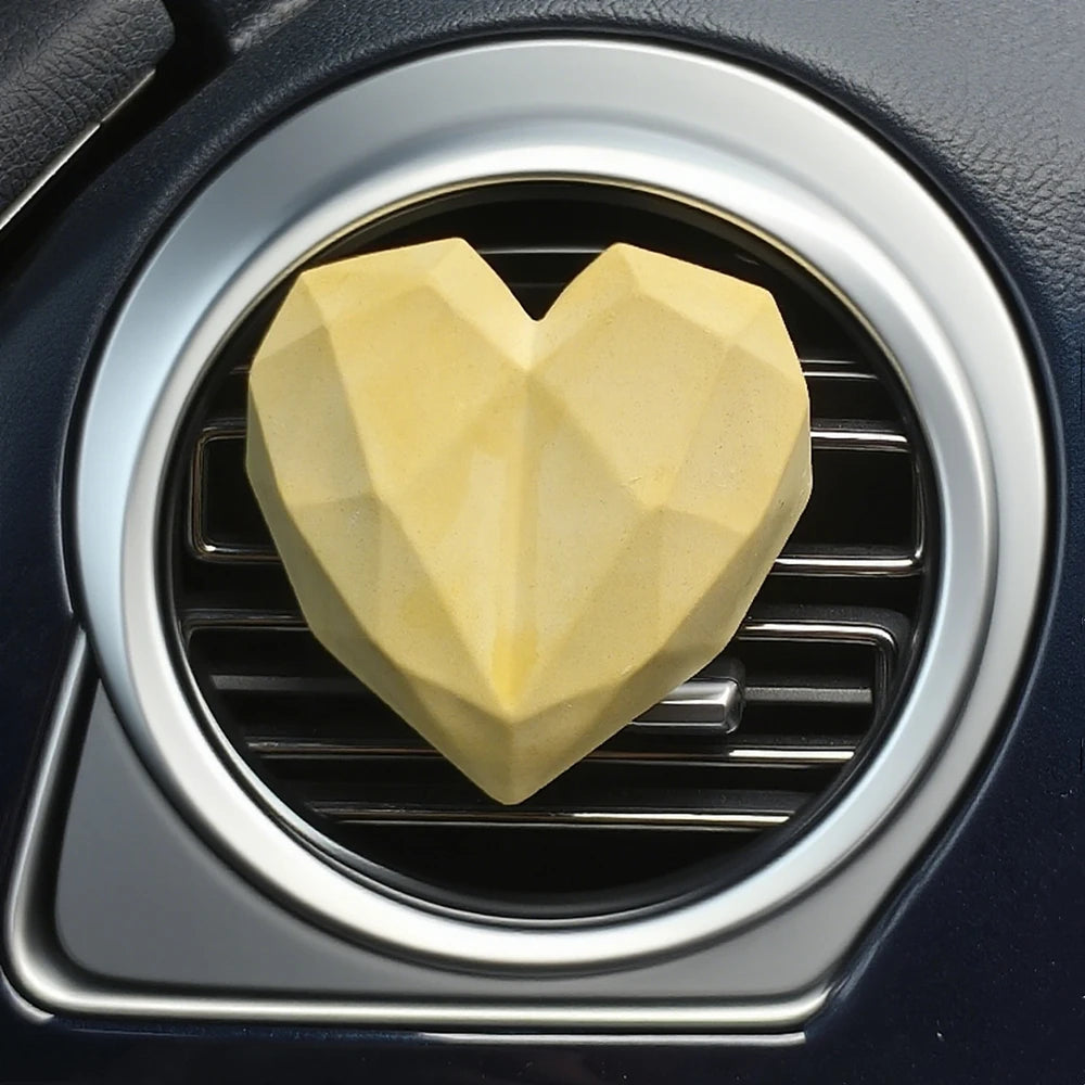 Wholesale Yellow Heart Shaped Scented Ceramic Car Vent Clip Air Freshener Aroma Plaster Home Fragrance Essential Oil Diffuser