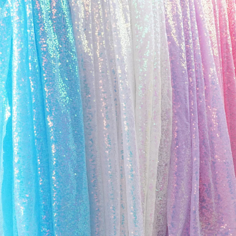3mm Phantom Sequin Embroidered Fabric for Stage Evening Dress Wedding Shoes-for Background Tablecloth Bag Fabric