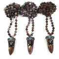 Fashion Bohemian Jewelry Women Necklace Wholesale Stripe Natural Stone Knotted Rhinestone Skull Head OX Horn Pendant Necklace