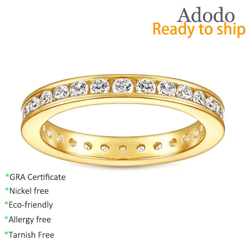 Stacked Wear Jewellery 18k Gold Plated Solid 925 Sterling Silver Jewelry Zircon VVS Moissanite Band Rings for Women MegaBDM