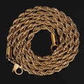 DUYIZHAO Hot Selling European and American 2-6MM Stainless Steel 18K Gold Plated Rope Chain Hip Hop Jewelry Twist Chain for Men