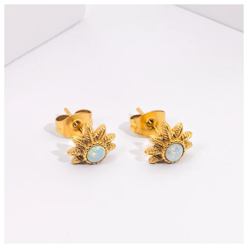 Powell New Trendy 18K Gold Plated Starburst Dainty Stud Earrings Top Ranking Wholesale Stainless Steel Jewelry