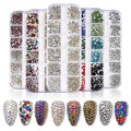 12 Grids Colorful Crystal Loose Rhinestones Shiny Flat Back 3D DIY Nail Art Decorations Nail Stones