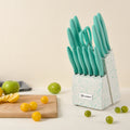 14 Pcs PP Handle Carbon Steel Knife Holder Shears Cutting Knife Set for Kitchen