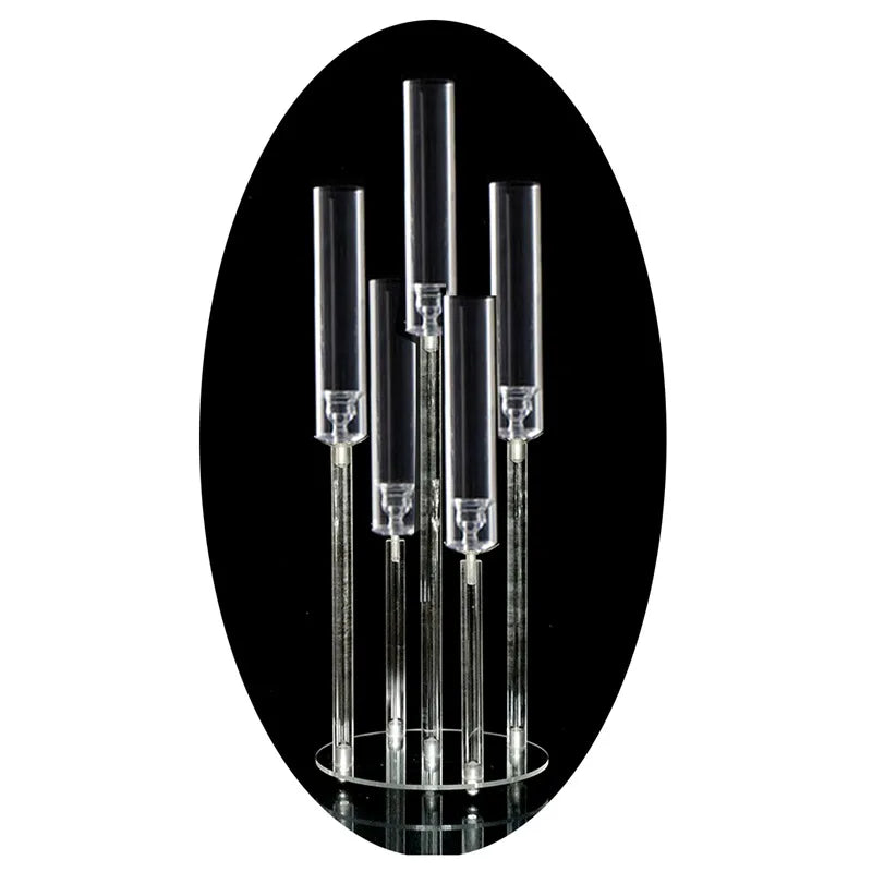Dropship 3/5/6 Arms Candle Holder With Round Base Clear Candelabra Centerpieces for Wedding Dinner Table Decor Fit LED Candle