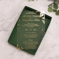 Luxury Classic Green and Gold Foil Clear Acrylic Wedding Invites Card Personalized Music Angel Fairy Style with Paper Box