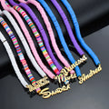 Personalized Soft Pottery Beaded Name Necklace Nameplate for Women