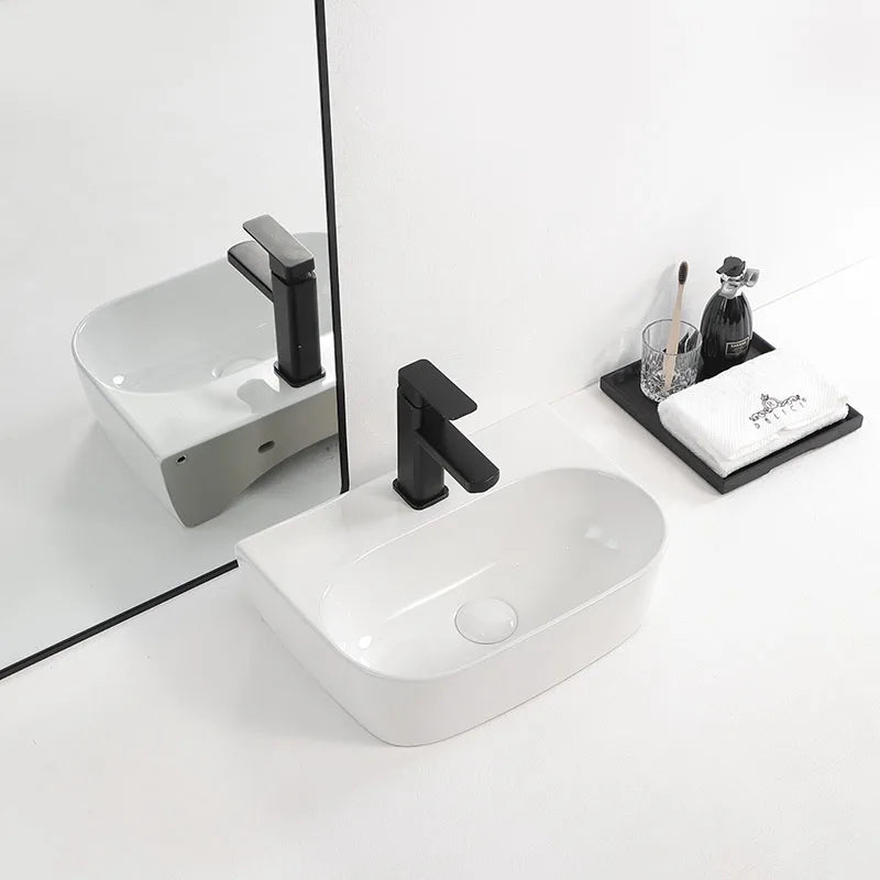High Temperature Quality Ceramic Wash Basin Modern Table Top Mounted Bathroom Sink