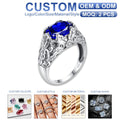 Women Popular Antique Jewelry Agate 925 Sterling Silver Oval Aquamarine Gemstone Rings