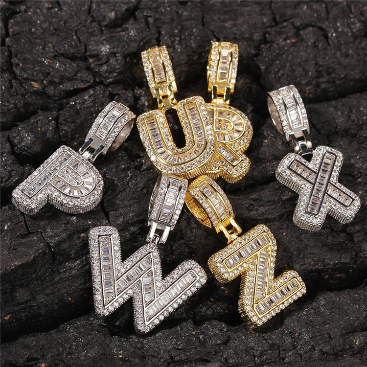 HOVANCI 2020 New Design Personalized Hips Hops Bling Jewelry Iced Out Cubic Zircon CZ 26 Letters Pendant Necklace