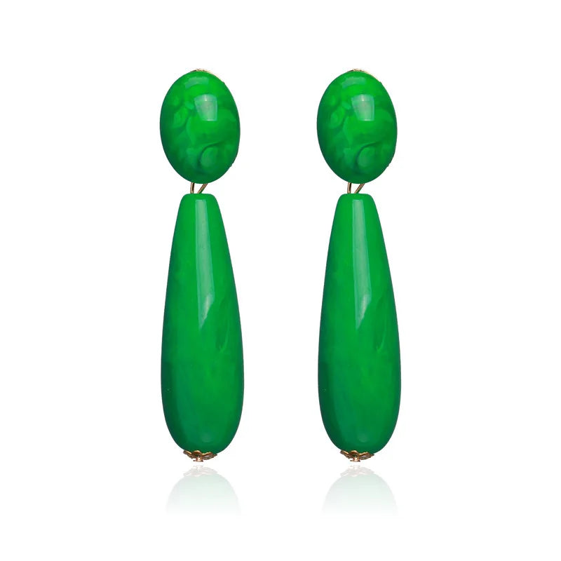 New ZA Green Purple Color Resin Acrylic Pendant Drop Earrings High-Quality Fashion Jewelry Accessories for Women Wholesale