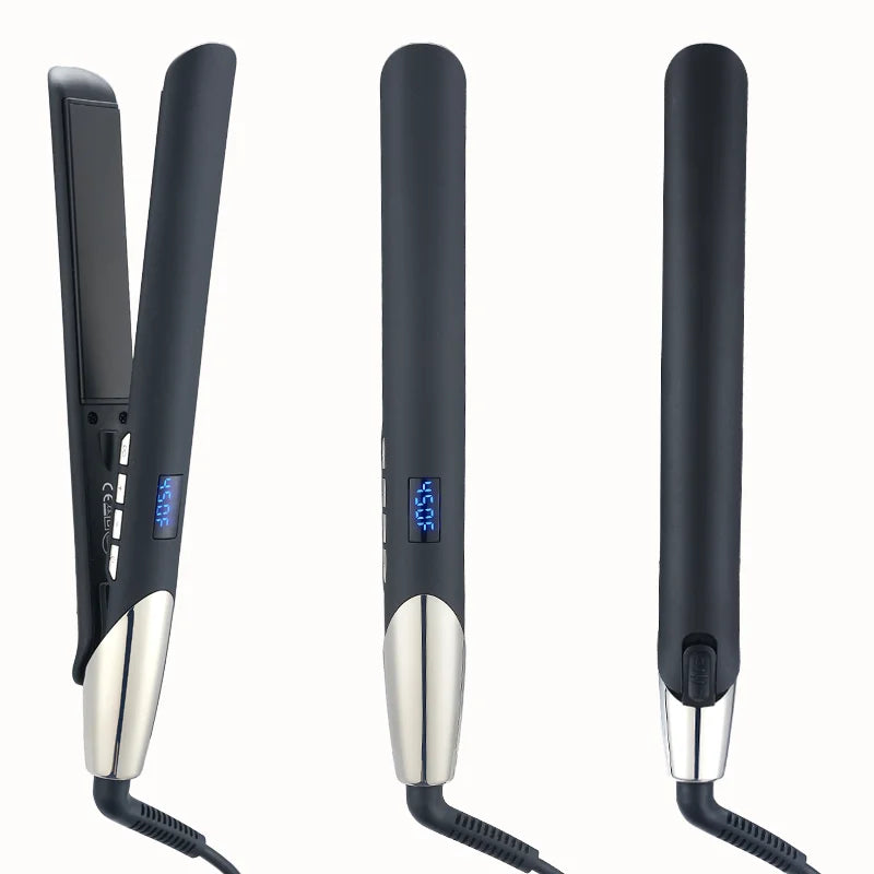 LCD Display Electric Hair Straightener Curler Brush Fast PTC Heating Auto Power-Off Protection Safety Aluminum Plates Hotel