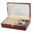 Popular Wood Lacquered Shop Exhibition Tabletop 3 Eye Glasses 6 Watches Show Case Box Collector