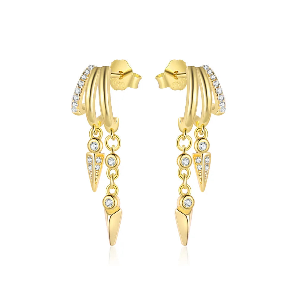 Fancy Drop Earnings Jewelry Women Earrings Silver 925 Jewelry Woman Gold Plated Zirconia 925 Silver Earrings