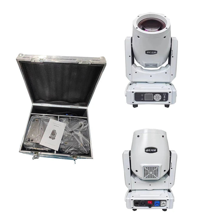 2Pcs Mini 7R 230W Spot Rainbow Effect White Body Moving Head Beam Light With Flight Case