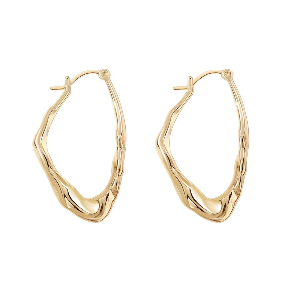 Nagosa Inspired 925 Sterling Silver 18k Gold Vermeil Twist Oval lava Hoop Huggie Earrings for Women